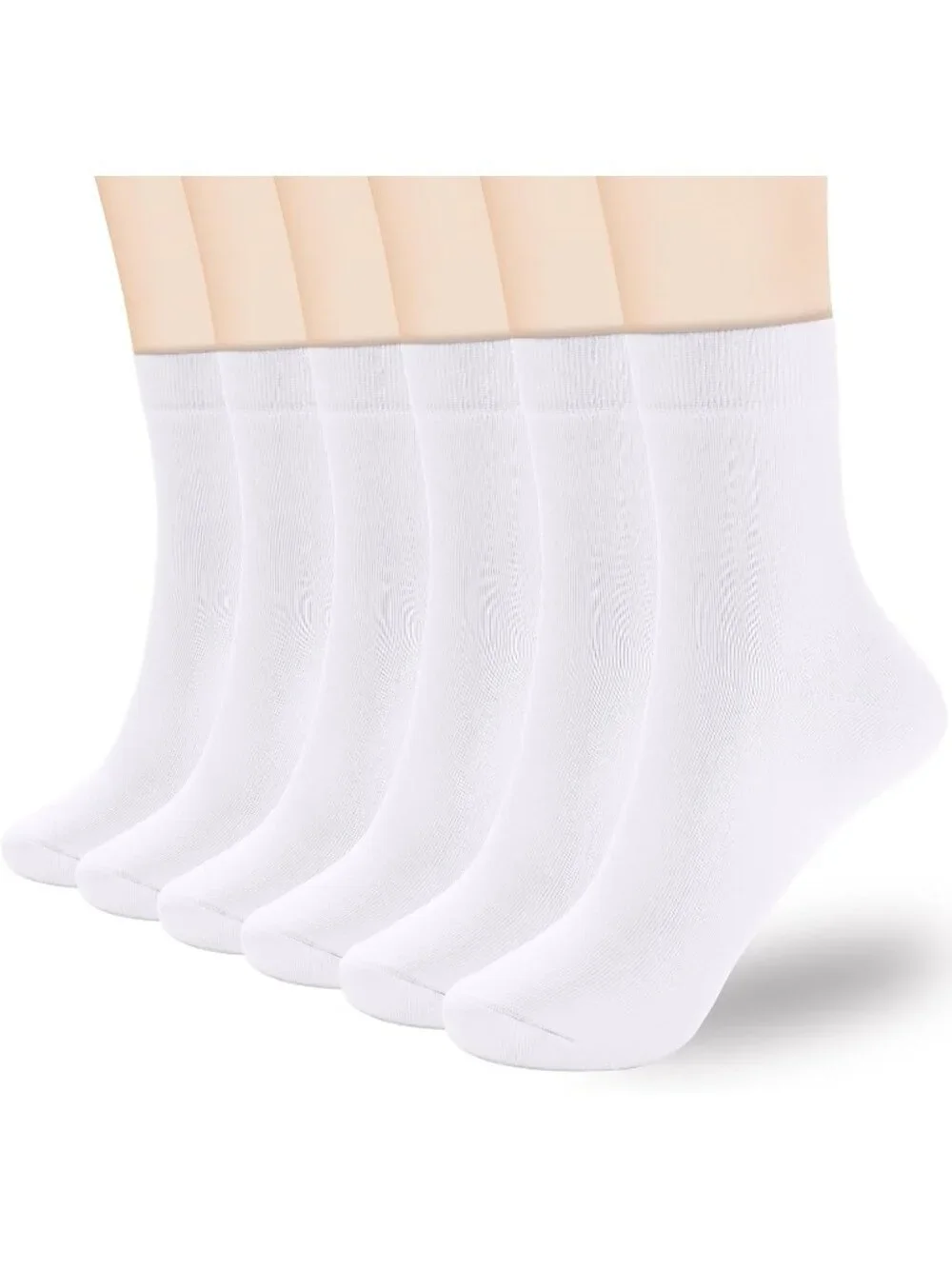 🧦Women's All White 6 Pairs Thin Above Ankle Socks Cotton Crew Socks